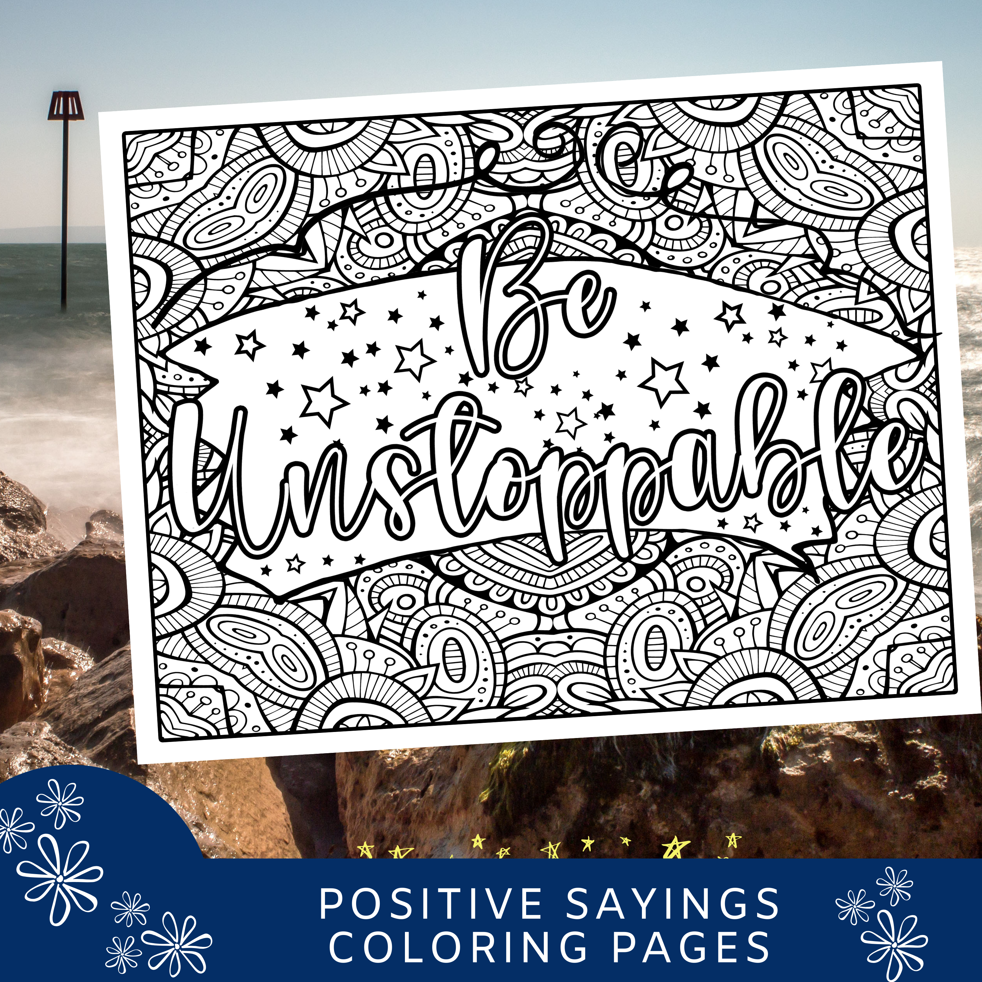 Positive Sayings Coloring Pages - Be Unstoppable